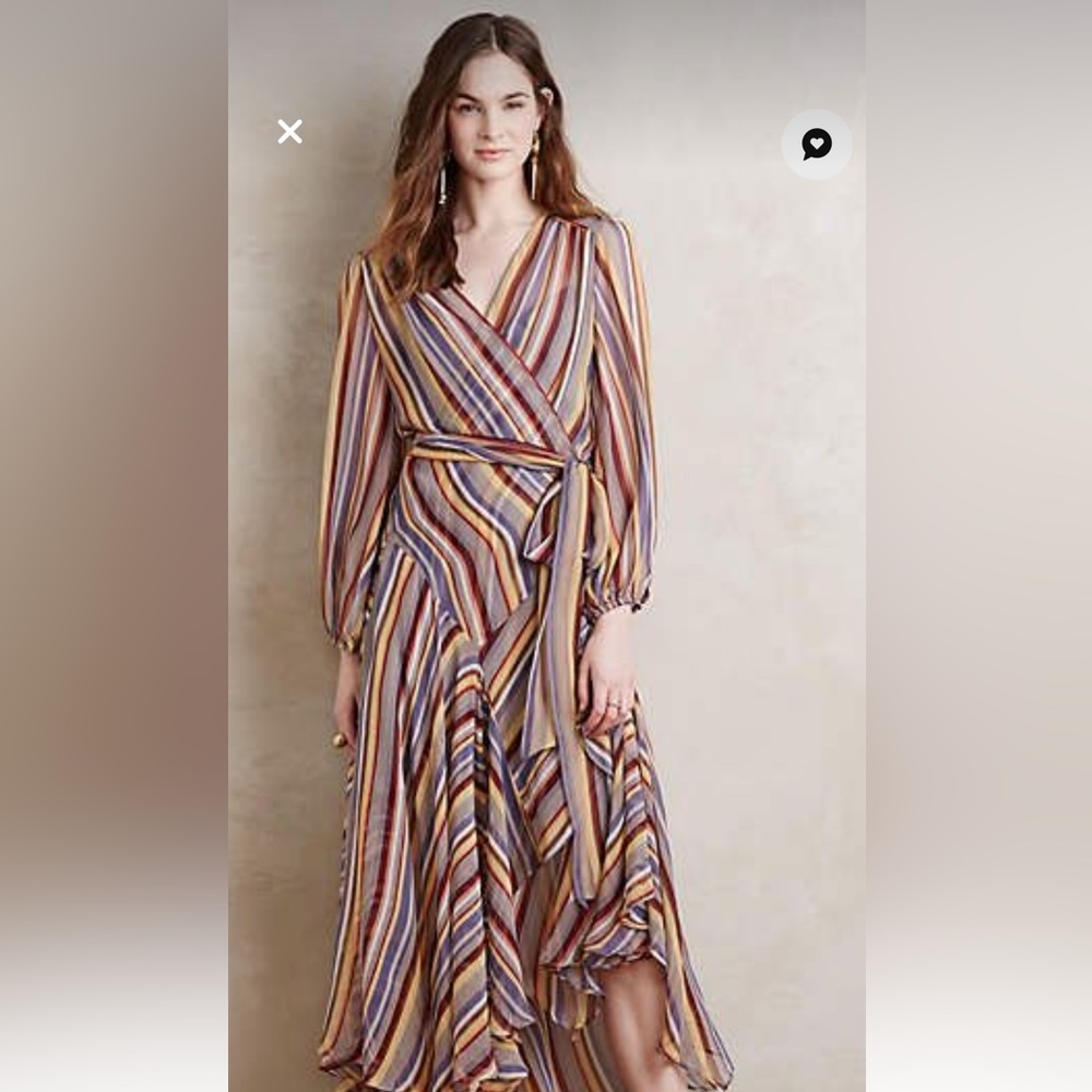 Zimmermann Orange and Brown Wrap Dress with Bishop Sleeves - Picture 2 of 7